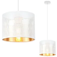 Lampy sufitowe - Lampa sufitowa wisząca Asti biała glamour 1xE27 abażur okrągły 20cm biały/złoty Light Home LH - miniaturka - grafika 1