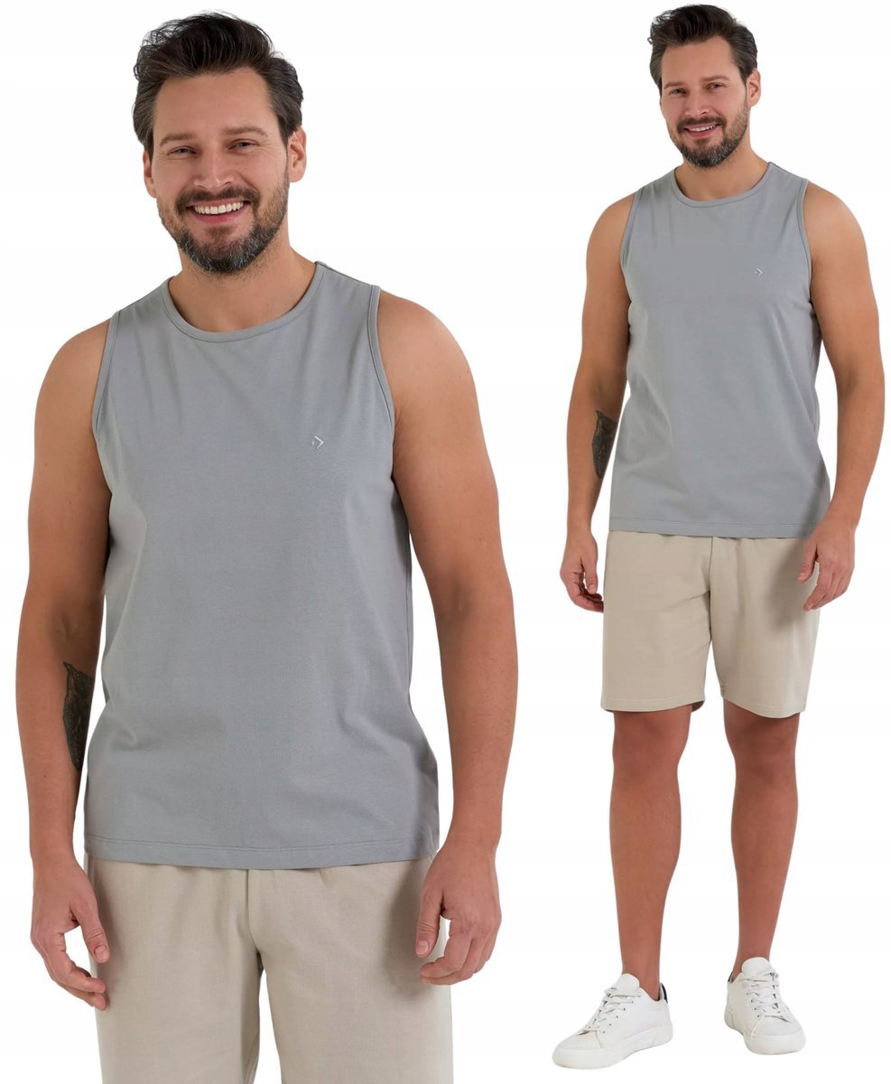 PODKOSZULKA KOSZULKA MĘSKA GŁADKA SZARY 100 % BAWEŁNA KLASYCZNA MORAJ - 3XL
