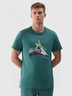 Koszulki sportowe męskie - Męski tshirt z nadrukiem 4F 4FRAW24TTSHM2301 - zielony - miniaturka - grafika 1