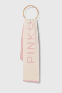 Szaliki i chustki dla dzieci - Pinko Up szalik wełniany dziecięcy kolor różowy wzorzysty - grafika 1