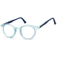 Okulary korekcyjne, oprawki, szkła - Okrągłe oprawki korekcyjne okulary zerówki TR-97A niebieski transparentny - miniaturka - grafika 1