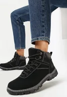 Botki damskie - Czarno-Szare Traperki Sportowe Mocno Ocieplone Vimee - miniaturka - grafika 1