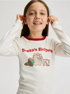 Bluzki dla dziewczynek - Reserved - Bawełniana bluzka Pusheen - złamana biel - miniaturka - grafika 1