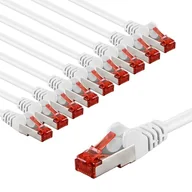 Kable miedziane - goobay 65987 CAT6 kabel sieciowy w zestawie 10 szt./kabel krosowy ekranowany S/FTP/CU Ethernet, PiMF, LSZH/Cat 6 kabel 10 Gbits/biały / 10 x 2 m - miniaturka - grafika 1
