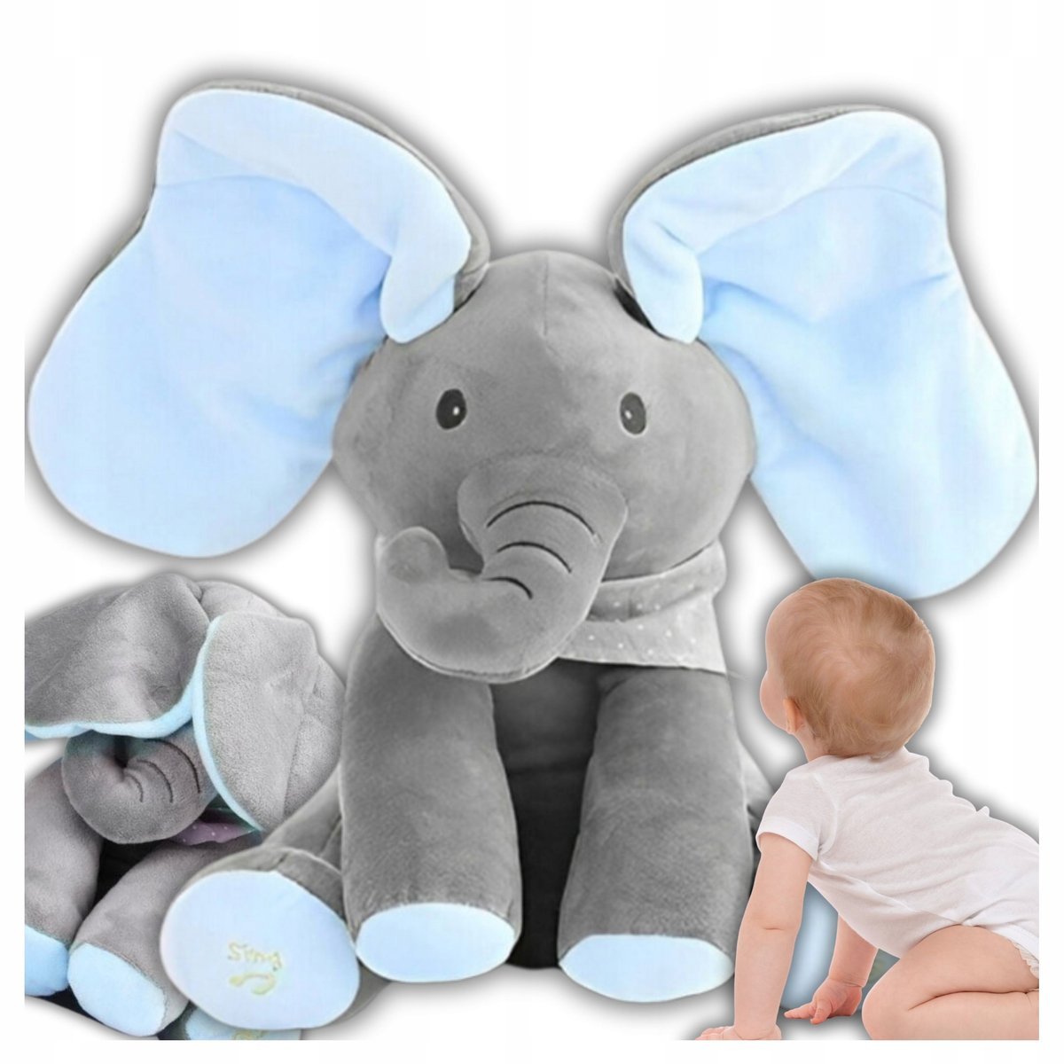 MASKOTKA SLON SLONIK INTERAKTYWNY ZABAWKA PLUSZAK PRZYTULANKA AKUKU DUZY XL