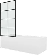 Wanny - Mexen Vega wanna prostokątna 150 x 70 cm z obudową i parawanem 1-skrzydłowym 70 cm, czarny wzór fix - 550115070X9307007077 - miniaturka - grafika 1