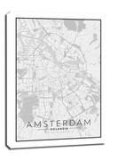 Obrazy i zdjęcia na płótnie - Amsterdam mapa czarno biała - obraz na płótnie Wymiar do wyboru: 40x50 cm - miniaturka - grafika 1