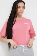 Koszulki sportowe damskie - The North Face t-shirt bawełniany kolor różowy - miniaturka - grafika 1