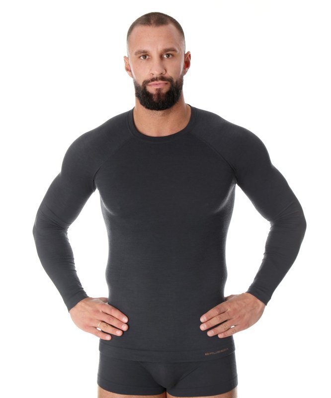 Koszulka termoaktywna Brubeck ACTIVE WOOL LS12820 Grafitowa - L