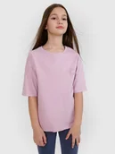 Koszulki dla dziewczynek - 4F T-shirt oversize z nadrukiem dziewczęcy - fioletowy 122 (6-7 lat) - miniaturka - grafika 1