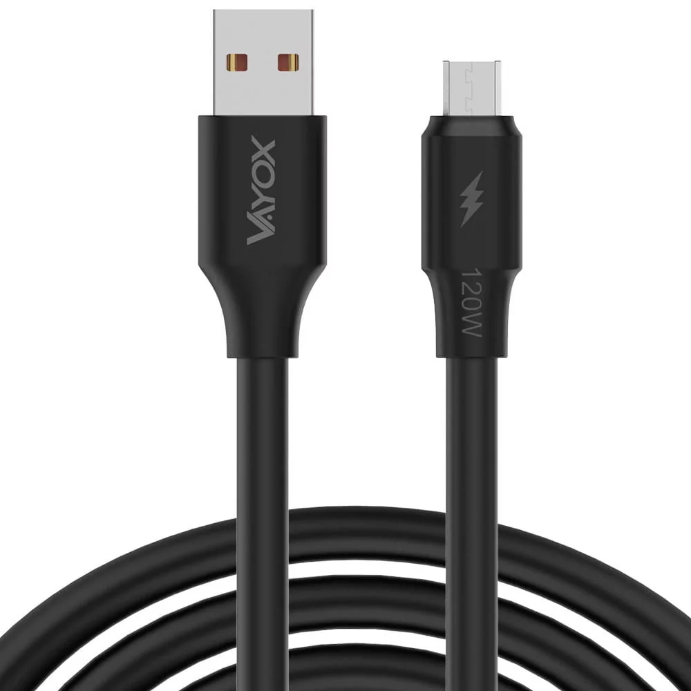 Kabel USB - microUSB 120W 3A 1m fast line czarny VA0107 Vayox