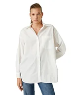 Koszulki i topy damskie - Koton Damska koszulka oversized z długim rękawem, Off White (001), 38 - miniaturka - grafika 1