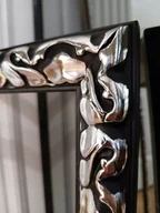 Lustra - Lustro Glamour w srebrnej czarnej nowoczesnej drewnianej ramie 140x50 z2 - miniaturka - grafika 1