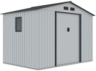 Domek narzędziowy HUDSON 277x191cm Light Grey, metalowy, z podwójnymi drzwiami, wentylowany, schowek na sprzęt ogrodowy i narzędzia Hardmaister - Altany ogrodowe - miniaturka - grafika 1