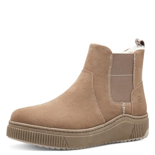 Tamaris Comfort damskie kozaki Chelsea z podszewką WarmInsole i Tex, Camel, 37 EU, piaskowy, 37 EU