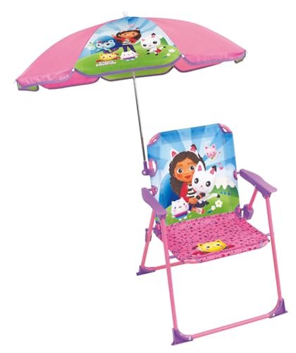 FUN HOUSE Dziecko 713603 Gabby ET LA Magiczne składane krzesło JO H.53 X D.38,5 X D 37,5 cm z parasolem Ø65 CM, różowe