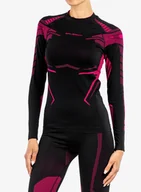 Bluzy sportowe damskie - Bluza damska Brubeck Dry Sweatshirt - black/fuchsia - miniaturka - grafika 1