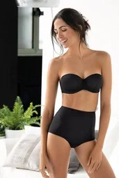 Biustonosz bardotka typu bandeau z czarnymi gładkimi miseczkami Plus 1940 Sielei - Biustonosze - miniaturka - grafika 1