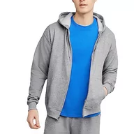 Bluzy męskie - Hanes Męska bluza z kapturem, EcoSmart polarowa bluza z kapturem z zamkiem błyskawicznym z przodu, bluza z kapturem z mieszanki bawełny, zamek błyskawiczny średniej wagi, Lekka stal, S - miniaturka - grafika 1