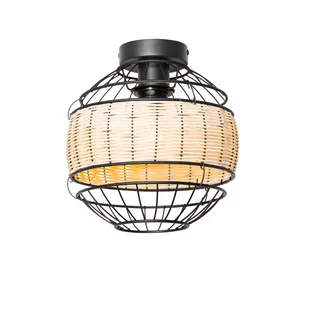 QAZQA Orientalna lampa sufitowa czarna z rattanem 25 cm - Emir - Oprawy, klosze i abażury - miniaturka - grafika 1