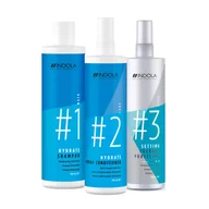 Zestawy kosmetyków damskich - Indola Hydrate, zestaw nawilżający do włosów, szampon + odżywka + termoochrona - miniaturka - grafika 1