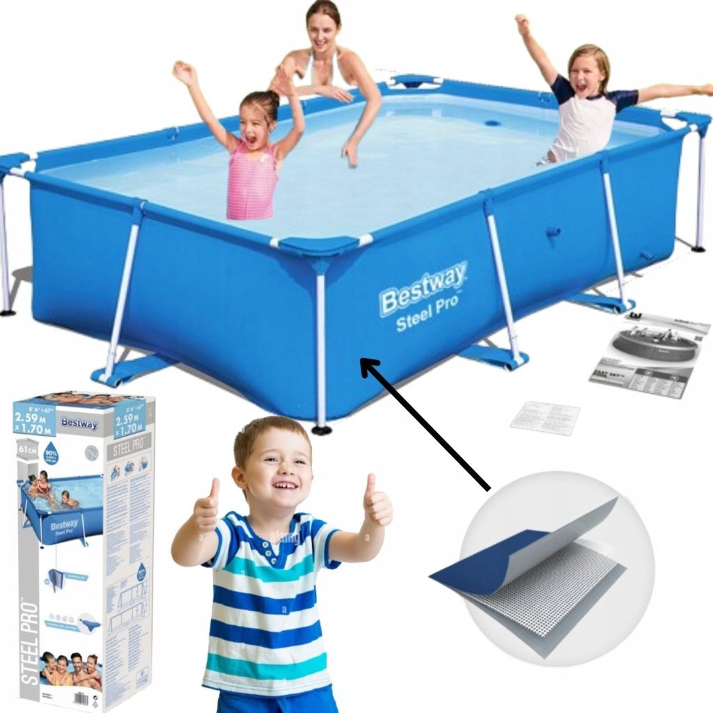 Bestway BASEN OGRODOWY STELAŻOWY 259x170x61cm RODZINNY 2300L SUPER ZABAWA