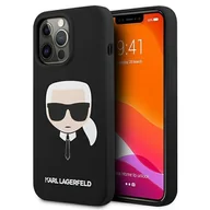 Etui i futerały do telefonów - Karl Lagerfeld Silicone Ikonik Karl`s Head - Etui iPhone 13 Pro (czarny) KLHCP13LSLKHBK - miniaturka - grafika 1