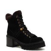 Botki damskie - See By Chloé Botki na słupku shearling | zamsz - miniaturka - grafika 1