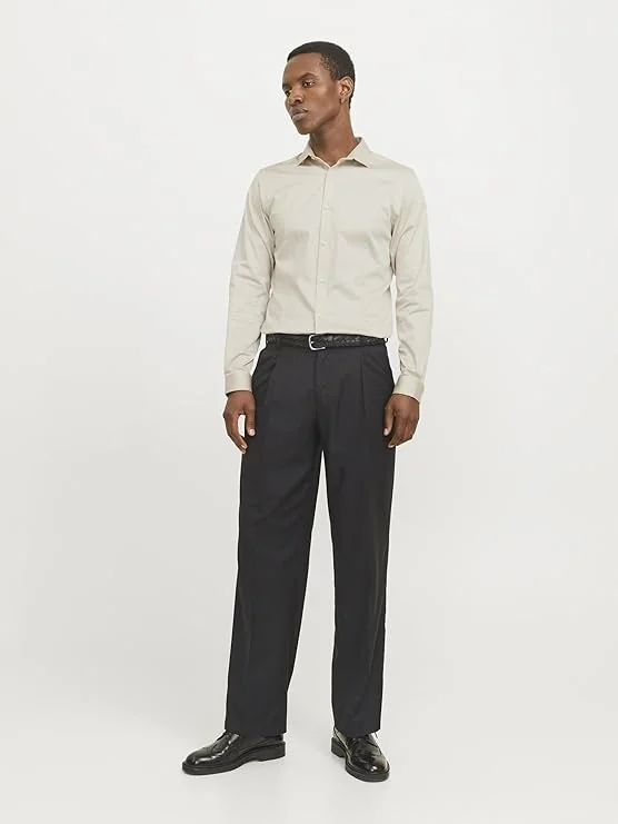 JACK & JONES ELEGANCKA KOSZULA MĘSKA Z DŁUGIM RĘKAWEM BEŻOWA XS 7CA