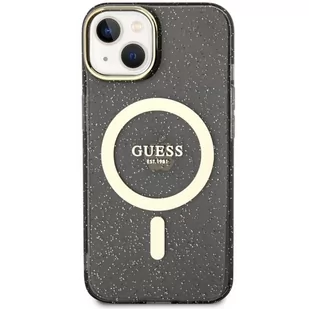 Guess GUHMP14SHCMCGK iPhone 14 6.1" czarny/black hardcase Glitter Gold MagSafe - Etui i futerały do telefonów - miniaturka - grafika 3