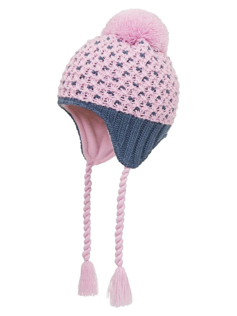 Dziewczęca czapka z pomponem różowa Doll r.55