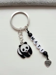 Brelok Breloczek Miś Panda Serce Napis Imię - Breloki - miniaturka - grafika 1
