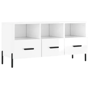 vidaXL Szafka pod TV biały wysoki połysk 102x36x50 cm materiał drewnopochodny - Szafki RTV - miniaturka - grafika 1