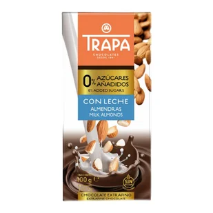 Czekolada mleczna z migdałami bez dodatku cukru bezglutenowa 100g(TRAPA) - Zdrowa żywność - miniaturka - grafika 1