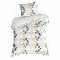 Pościel - Eurofirany Pościel satynowa 140x200 Spring 35 biała żółta czarna geometria NEW24 - miniaturka - grafika 1