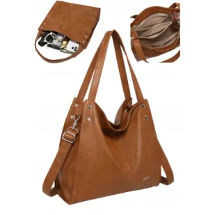 Pojemna Torebka Shopperka Damska na Ramię LUIGISANTO Format A4 Brązowa - Torebki damskie Pojemna Torebka Shopperka Damska na Ramię LUIGISANTO Format A4 Brązowa - Torebki damskie - miniaturka - grafika 1