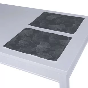 Dekoria pl pl Podkładka 2 sztuki szaro-srebrne liście miłorzębu na grafitowym tle 40 x 30 cm Venice - Obrusy i serwetki - miniaturka - grafika 1