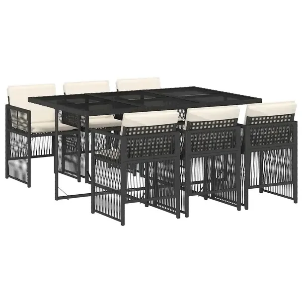 Zestaw mebli ogrodowych czarny 165 x 106 x 73 cm, 6 krzeseł z poduszkami k