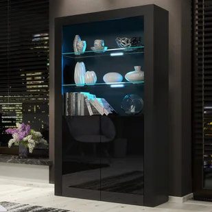 Witryna Spectrum 170cm ONE FURNITURE - Czarny Laminat & Połysk Drzwi - Witryny - miniaturka - grafika 1