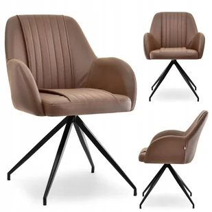 Krzesło Jak Fotel Samochodowy Rotacyjny Chiara W Skórze Eko Brązowe Czarne - Krzesła - miniaturka - grafika 1