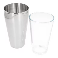 Shakery barmańskie - Shaker Bostoński szkło i stal 830 ml+500 ml srebrny - miniaturka - grafika 1