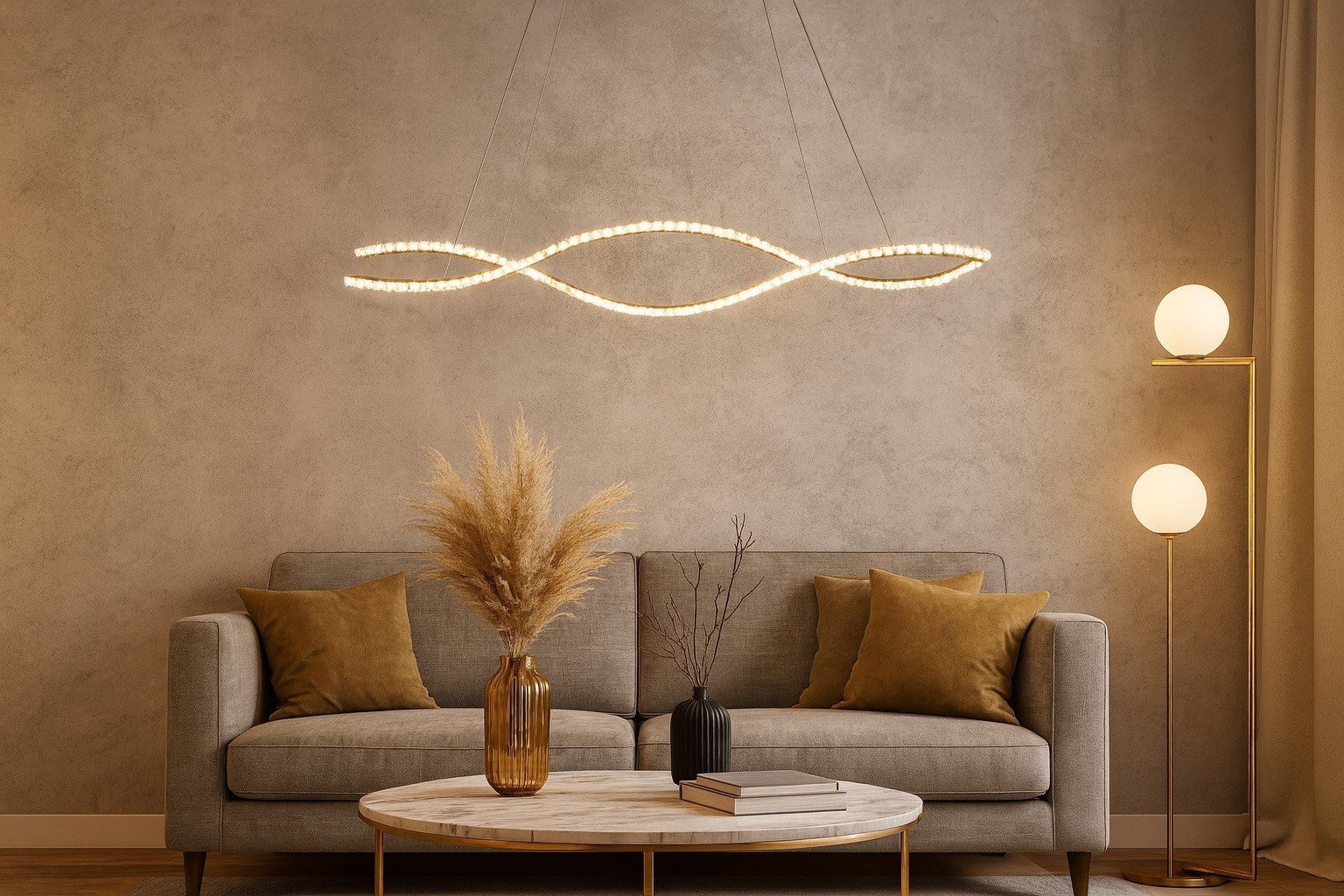 Lampa SPARK WAVES PENDANT 120 CCT DIMM + REMOTE CONTROL Gold