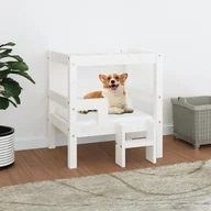 Legowiska dla psów - The Living Store Legowisko dla psa - białe - 55 -5x53 -5x60 cm - lite drewno sosnowe - Legowisko - miniaturka - grafika 1