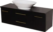 Szafki łazienkowe - Szafka łazienkowa wisząca 120 cm czarny mat z umywalką nablatową Belli Gold Gante - miniaturka - grafika 1