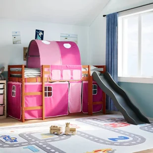 vidaXL vidaXL Dziecięce łóżko na antresoli, z tunelem, różowe, 80x200 cm - Łóżka dla dzieci i młodzieży - miniaturka - grafika 1