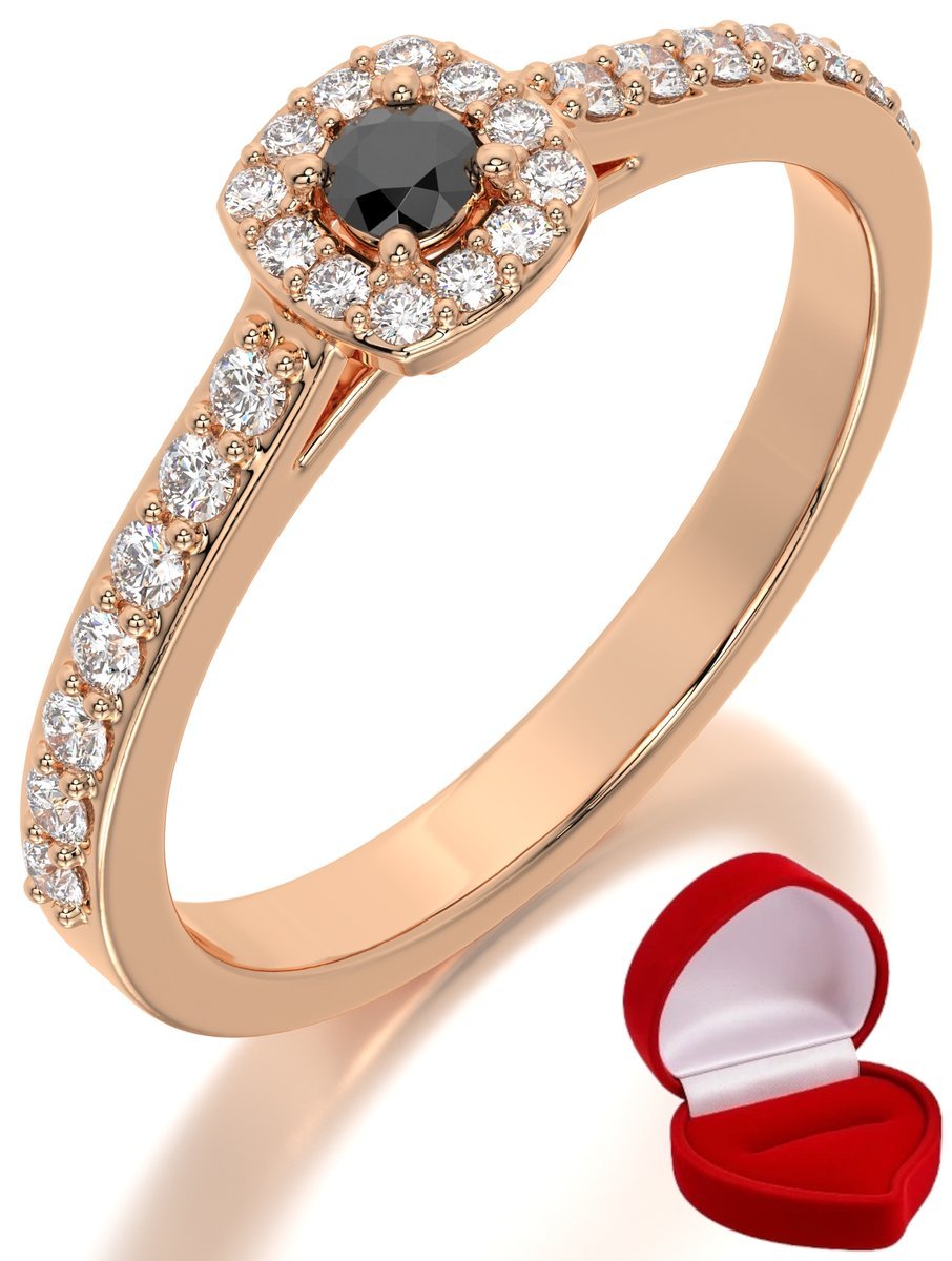ZŁOTY PIERŚCIONEK ZARĘCZYNOWY 585 14k BRYLANT CZ. 0,06 ct RÓŻOWE ZŁOTO R30