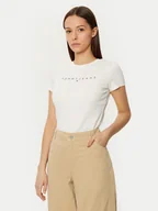 Koszulki i topy damskie - Tommy Jeans T-Shirt Linear DW0DW18398 Biały Slim Fit - miniaturka - grafika 1