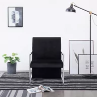 Fotele - vidaXL Fotel z chromowanym nóżkami, czarny, aksamit - miniaturka - grafika 1