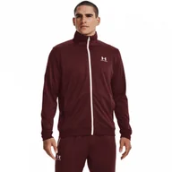 Bluzy sportowe męskie - Męska bluza treningowa rozpinana bez kaptura Under Armour Sportstyle Tricot Jacket - bordowa - UNDER ARMOUR - miniaturka - grafika 1