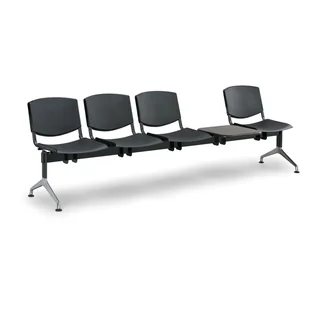 Euroseat Ławka do poczekalni plastikowa SMILE, 4-siedzenia + stolik, czarna 300361 - Inne meble biurowe - miniaturka - grafika 1